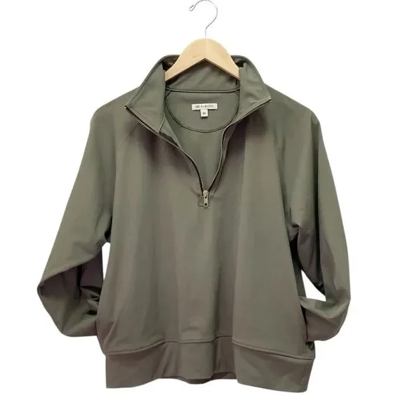 Albion Fit Gotta Run 1/4 Zip Pullover Olive Green Athletic Sweatshirt Sz Medium - Picture 5 of 16